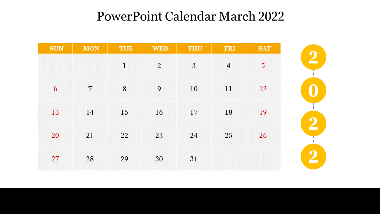 PowerPoint Calendar March 2022